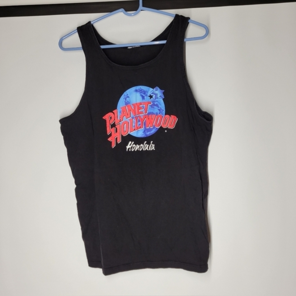 Planet Hollywood Graphic Black Tank Top